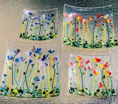 Buy Fused Glass Flower Plate Wildflower