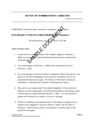 notice of termination by landlord
