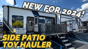 side patio fifth wheel toy hauler rv