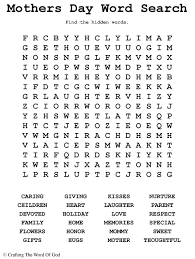 Printable bible word search puzzles and lessons: Mothers Day Word Search Activity Sheet Crafting The Word Of God