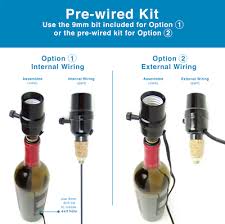 Vino Light Bottle Lamp Kit With 9mm Glass Drill Bit Works With Wine Bottle Or Any Other Glass Liquor Bottles Uno Slip On Socket 8 Ft Black Cord Ul