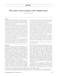 Pdf Risk Factors Of Poor Prognosis After Whiplash Injury