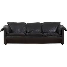 vintage black aniline leather sofa by