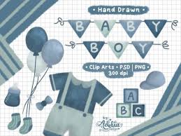 baby boy hand drawn clip art set