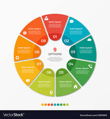 Circle Chart Infographic Template With 9 Options
