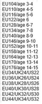 Size Conversion Charts Encore Equestrian