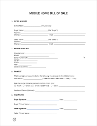 free mobile home bill of form