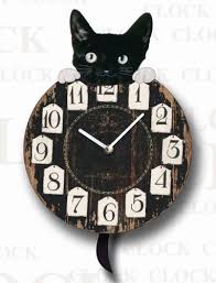 Wall Clock Lucky Cat Pendulum Kitchen
