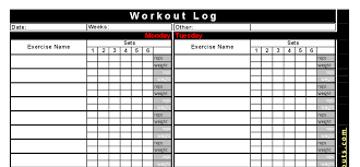 free printable workout log