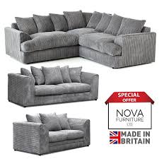 corduroy sofa 3 2 seater corner grey