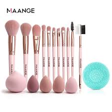 maange 11pcs pink makeup brushes set