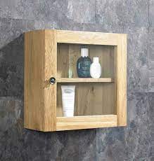 380mm square solid oak bathroom storage