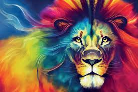 creative colorful lion king head on pop
