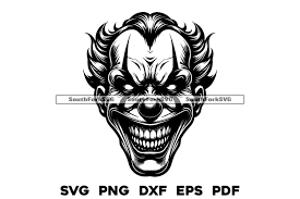 creepy clown face design files svg png