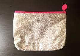 rare makeup bag purse glittery silver