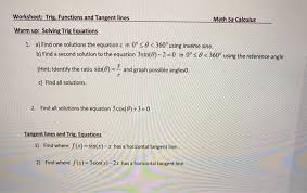 trig functions and tangent lines math