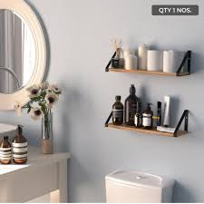 16 Inch Pine Wood Floating Shelf For