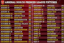 We present a list of matches as month calendar, it is a clear and simple form of presenting football games. Arsenal Premier League Fixtures 2019 20 Gunners Kicked Off Their Campaign Against Newcastle But Face Another Tough Start