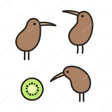 doodle kiwi birds set stock vector by