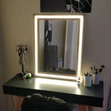 Modern Wood And Led Vanity Mirror Diy Mirror With Lights Diy Vanity Mirror Mirror Frame Diy