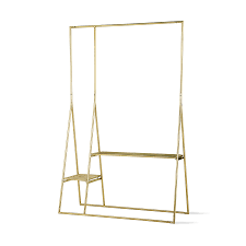 A clothes hanger, coat hanger, or coathanger, is a hanging device in the shape/contour of: Hkliving Brass Clothing Rack