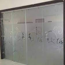 hinged decorative frosted glass door
