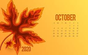 2020 october calendar 3d autumn leaf