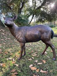 Doe Deer Bronze Sculpture Garden Art