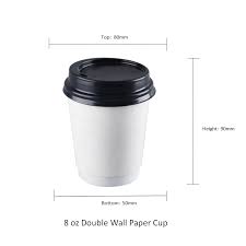 8oz White Double Walled Coffee Cups
