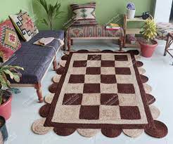 natural jute scalloped rug handwoven
