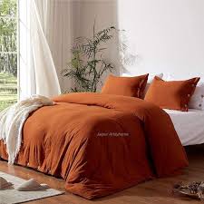burnt orange color cotton duvet cover