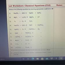Chemical Equations Ch3