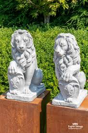 Composition Stone Heraldic Lion Statues