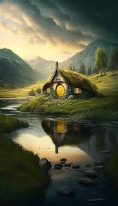 hobbit house with a green roof