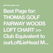Best Page For Thomas Golf Fairway Woods Loft Chart Club