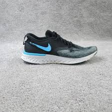 Nike Odyssey React 2 Flyknit Mens AH1015-002 Black Blue Running Shoes
