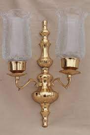 Vintage Polished Brass Candle Sconces