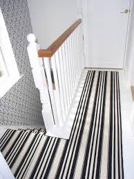 black and white striped landing carpet