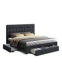 It provides comfortable and relaxing sitting space. Artiss Double Size Fabric Bed Frame Headboard With Drawers Charcoal Myer