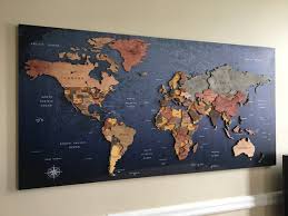 Wood Map Wooden World Map With