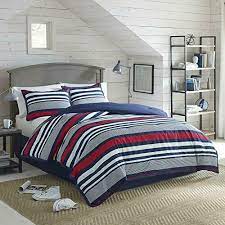 Varsity Stripe Comforter Set Queen Red