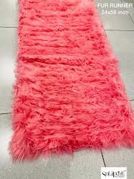 solitaire pink fur runner carpet at rs
