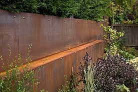 Corten Steel Fence Modern Patio