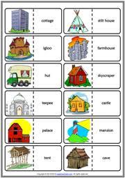 types of houses esl voary worksheets