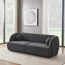 Boucle Fabric Curvy Sofa Couch