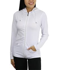 Tobeinstyle White Drawstring Zip Up Hoodie Women Zulily