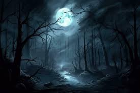 dark forest gloomy dark scene with