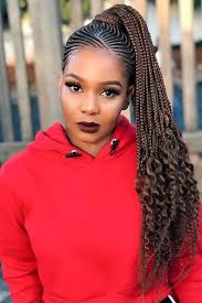Another enviable haircut for curly hair is about to remind you to always keep up with your creativity. Cornrow Braids Ponytail Cornrow Braids Straight Up Hairstyles 2020 South Africa Zyhomy