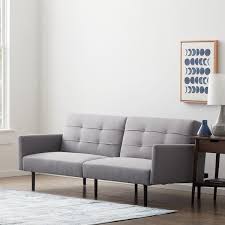 Light Gray Linen Futon Chair Sofa Bed