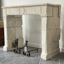 Antique Chae Limestone Fireplace